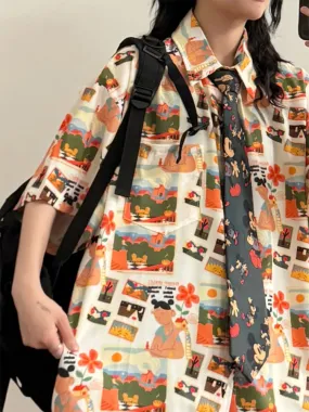Japanese Vintage Style Design Shirt for Summer