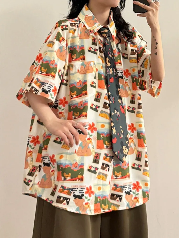 Japanese Vintage Style Design Shirt for Summer
