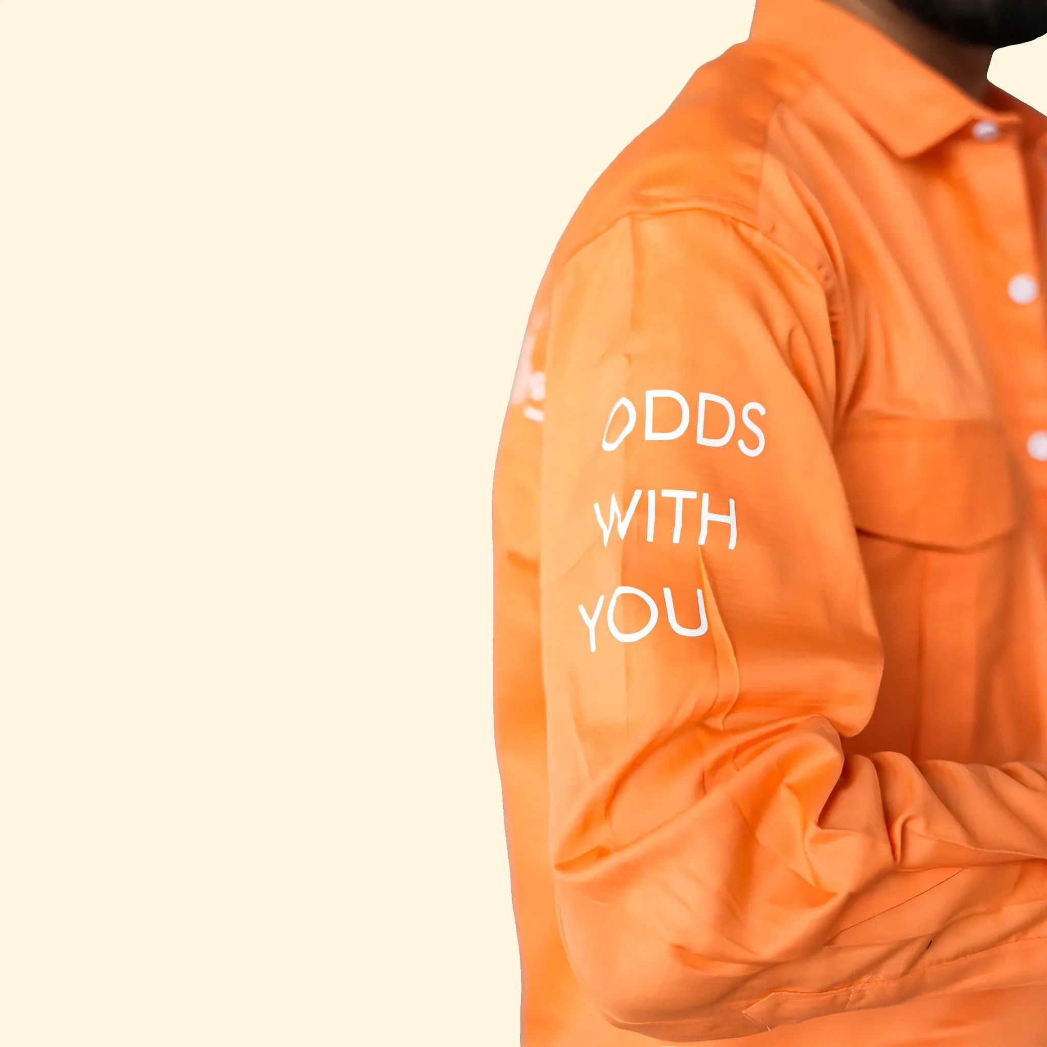 LOOPSTER Men's Orange Shirt Baggy Fit With Double Pockets