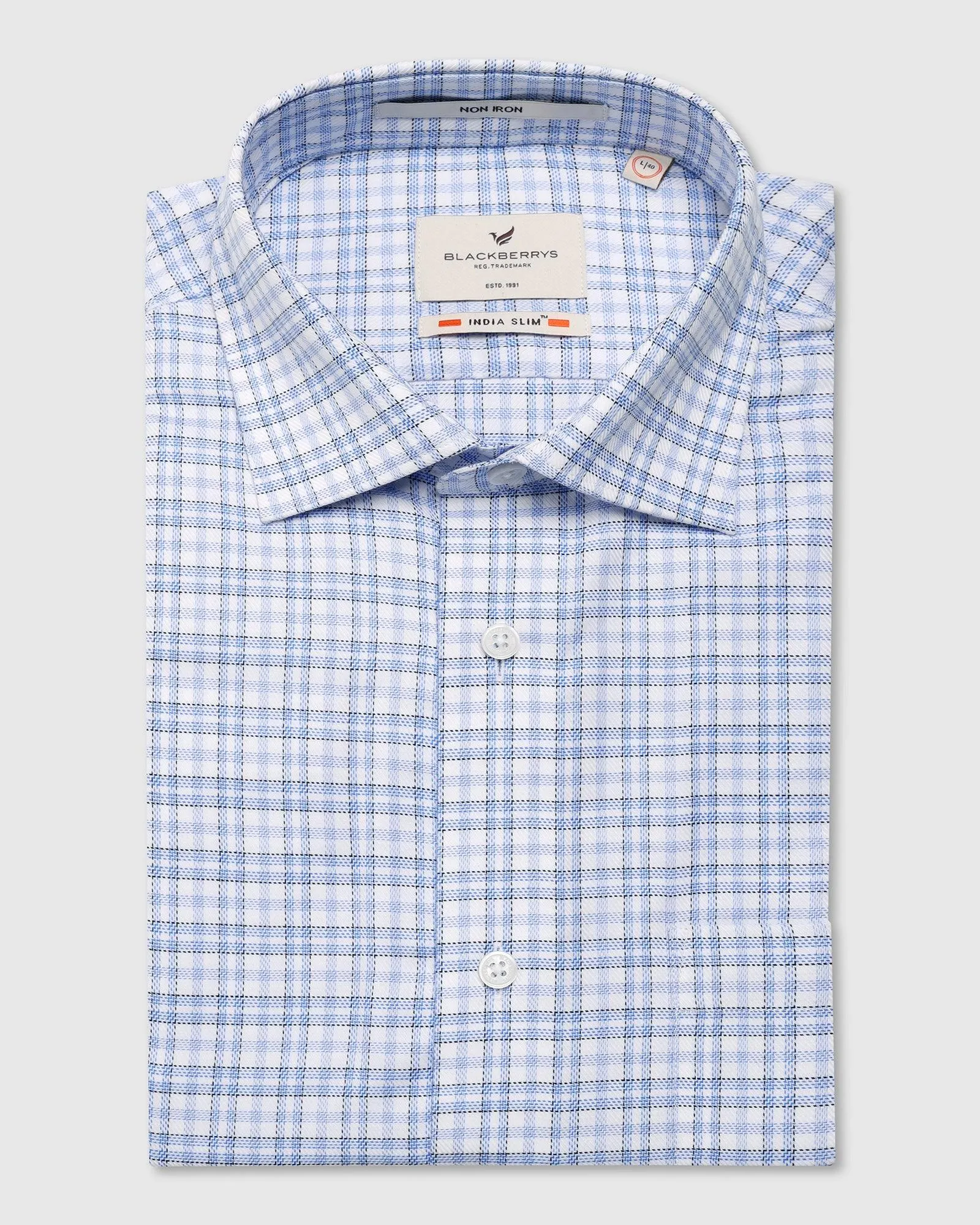 Non Iron Formal Blue Check Shirt - Blake