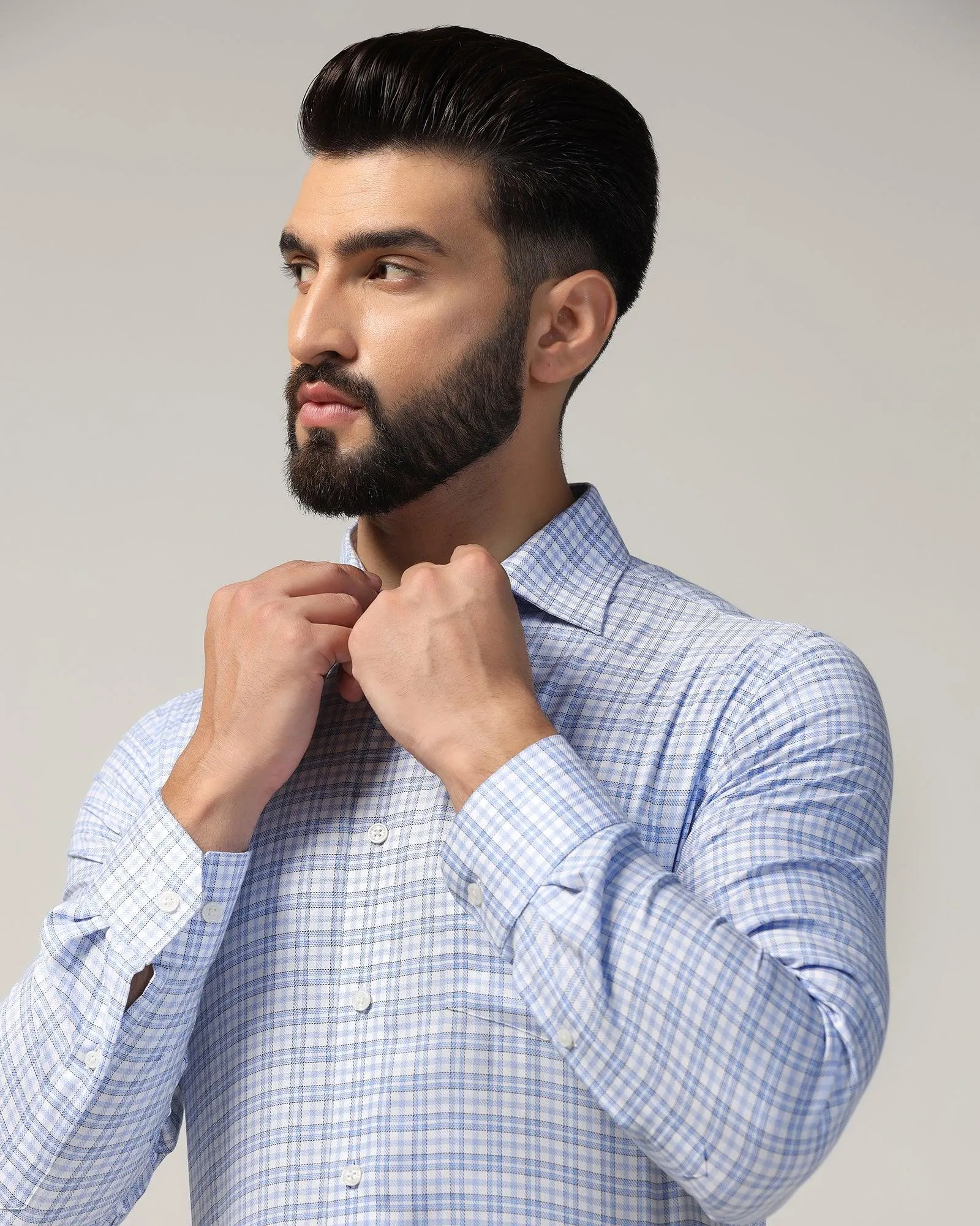 Non Iron Formal Blue Check Shirt - Blake