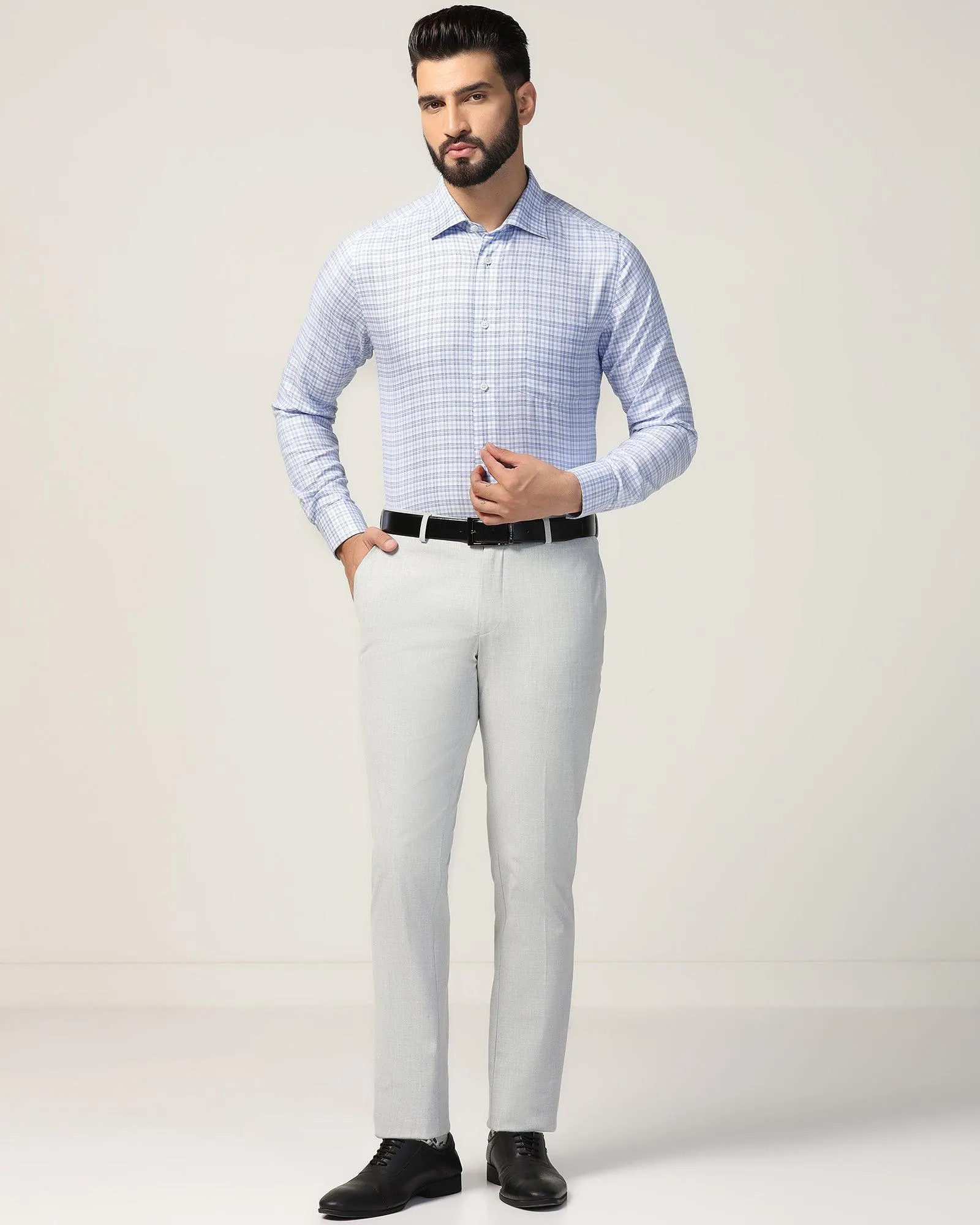Non Iron Formal Blue Check Shirt - Blake