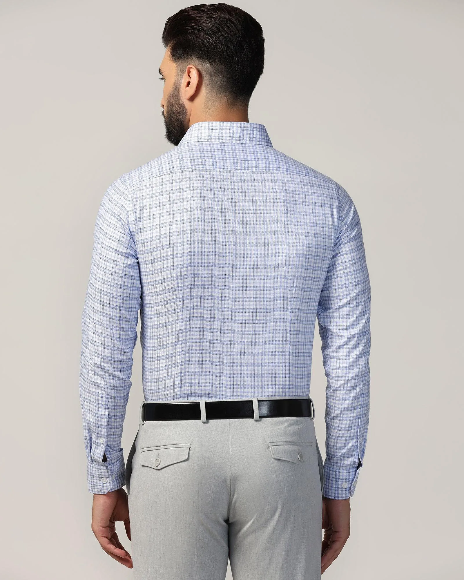 Non Iron Formal Blue Check Shirt - Blake