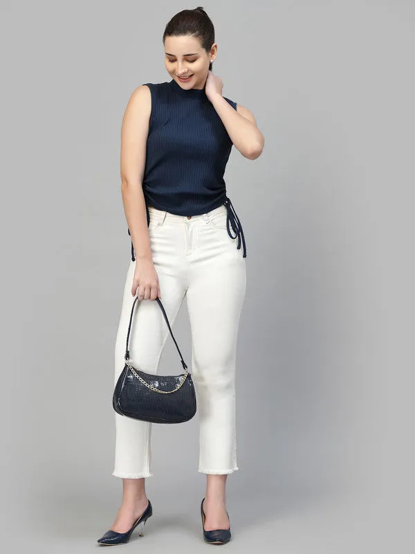 Odour Free Sleeveless High Neck Crop Top For Women