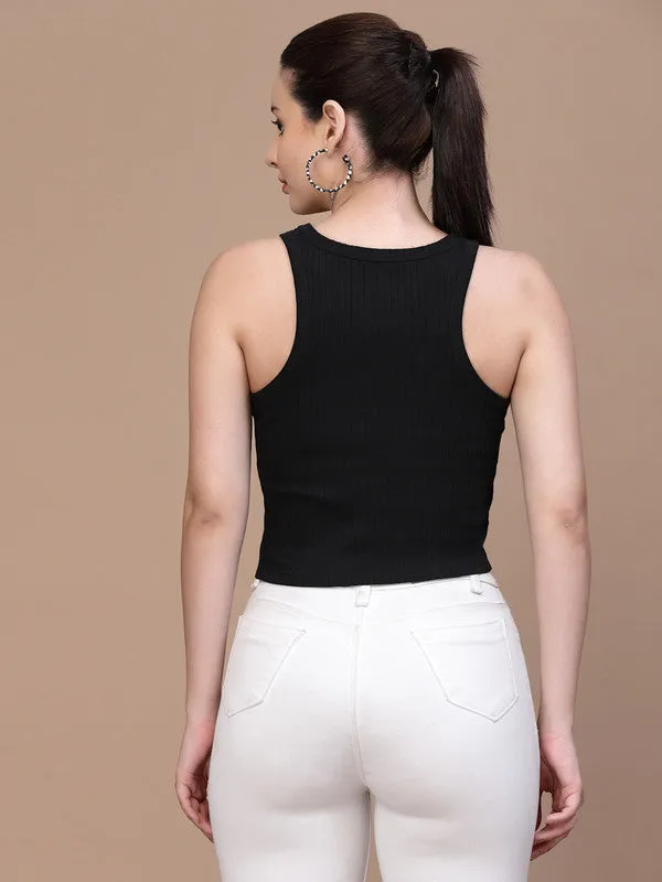 Odour Free Sleeveless Round Neck Crop Top For Women