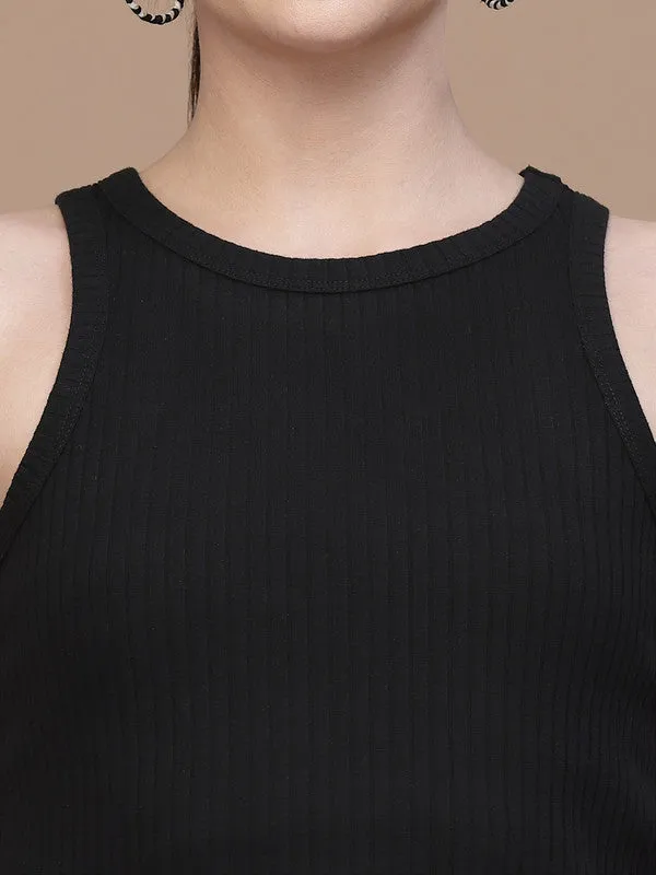 Odour Free Sleeveless Round Neck Crop Top For Women