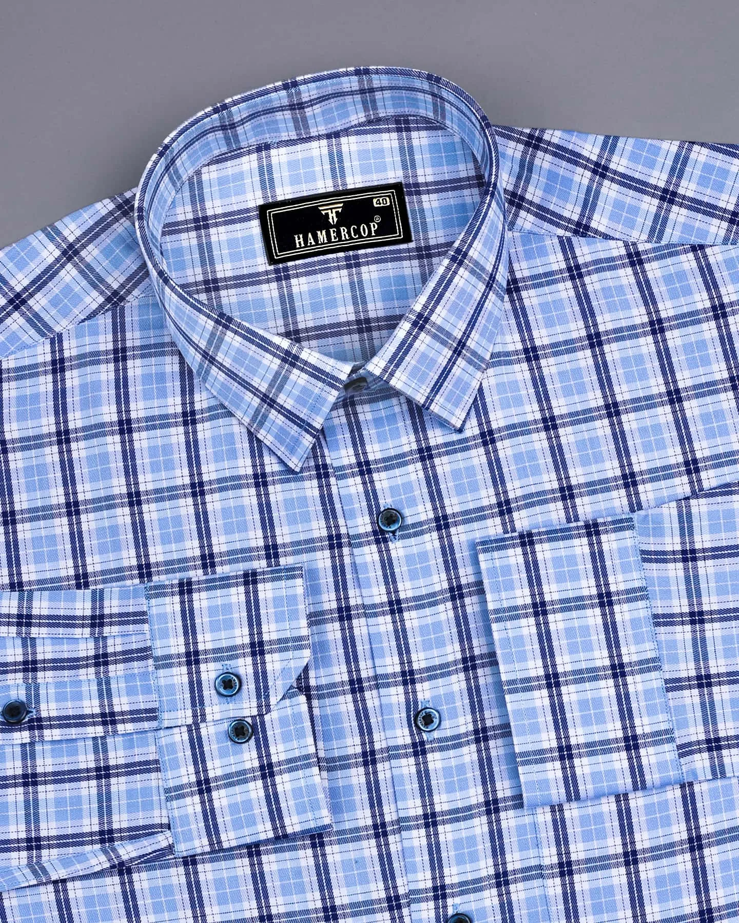 Perano MultiBlue Twill Check Premium Cotton Shirt