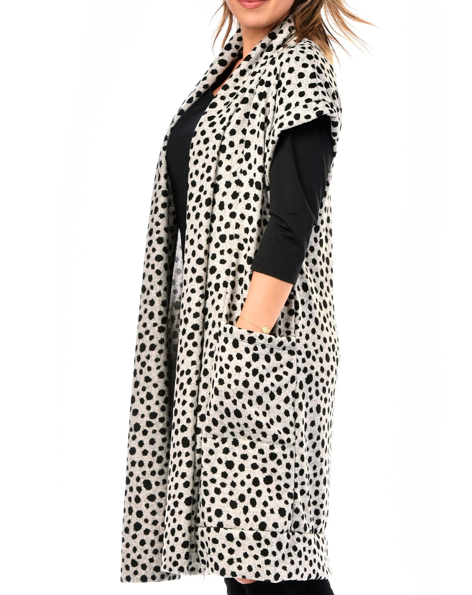 Print Pocketed Maxi Sweater (Wool)
