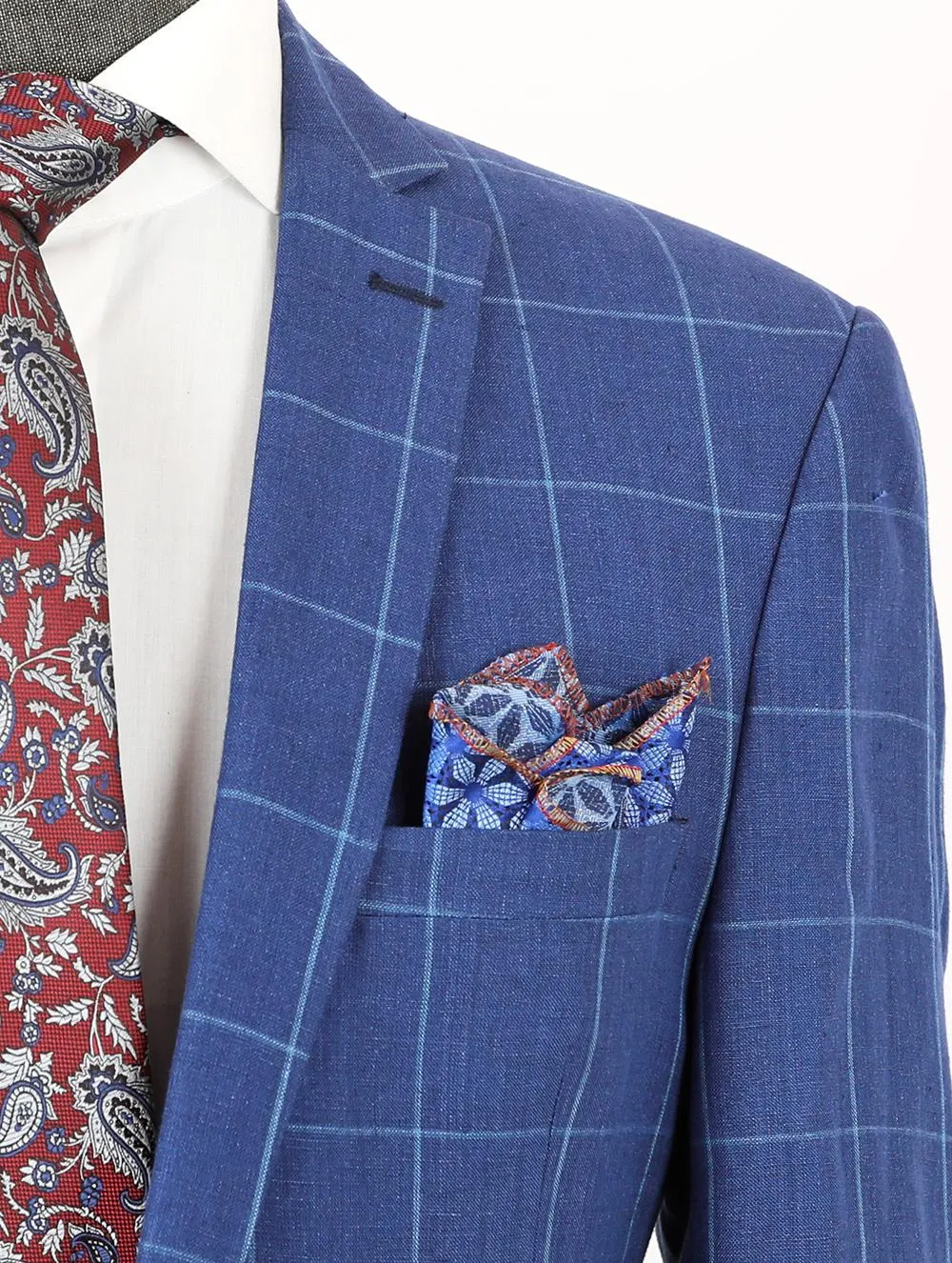 Sky Blue Pure Linen Men Summer Suit