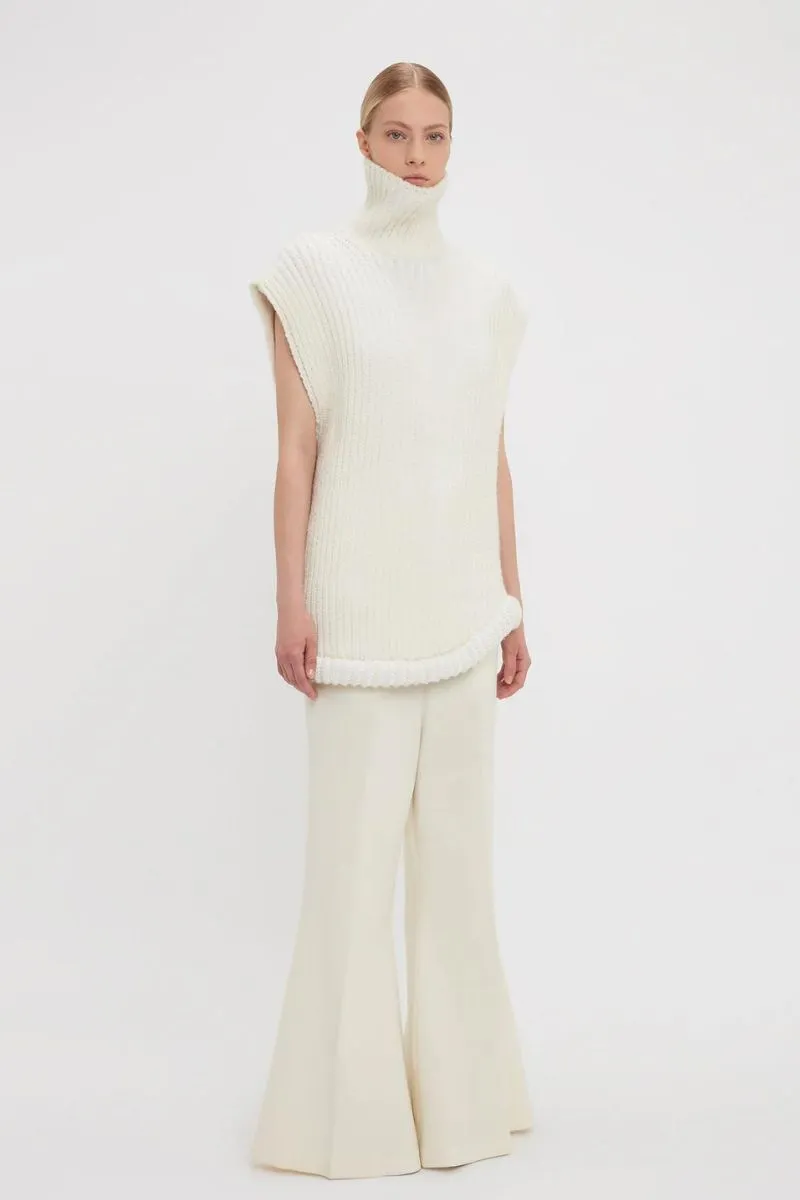 Sleeveless High Neck Knit Jumper