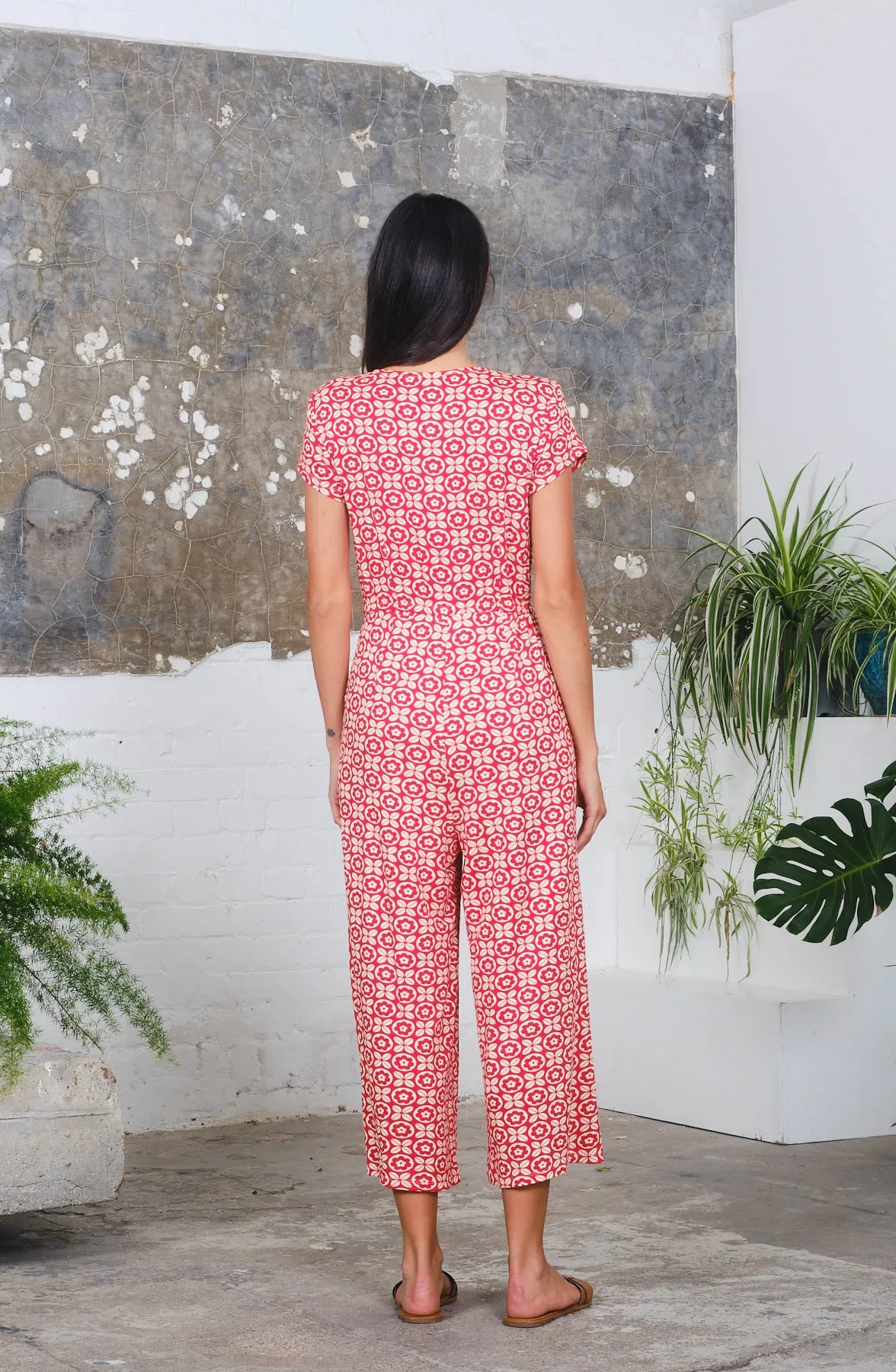 S/S Playsuit in 4 Leaf Print
