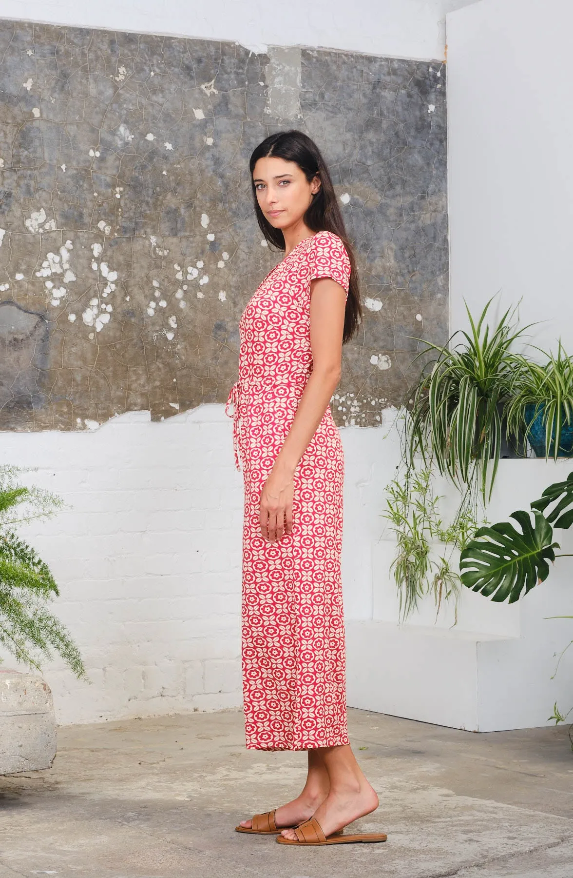 S/S Playsuit in 4 Leaf Print