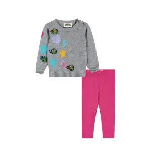 TMNT x Andy & Evan® | Chenille Heart & Star Sweater Set | Grey