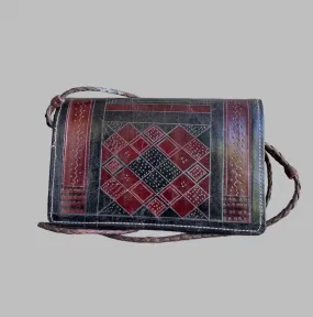 Tuareg Leather Handbag, Fulani Clutch Bag, Handmade Vintage Style