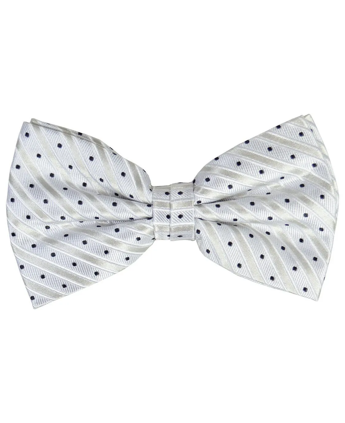 White and Black Silk Bow Tie and Pocket Square Set