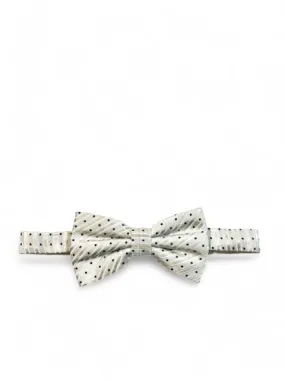 White and Black Silk Bow Tie and Pocket Square Set