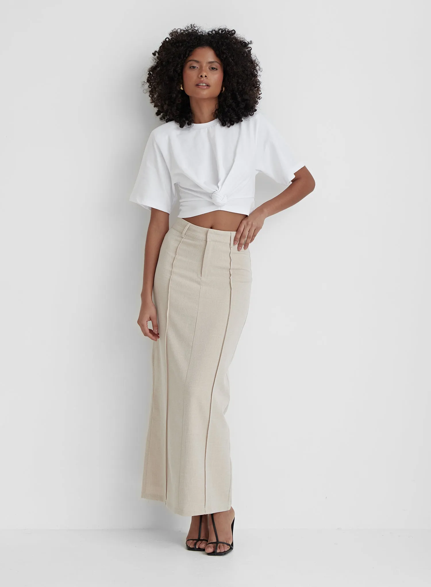 White Knot Front Cropped T-shirt- Heidi