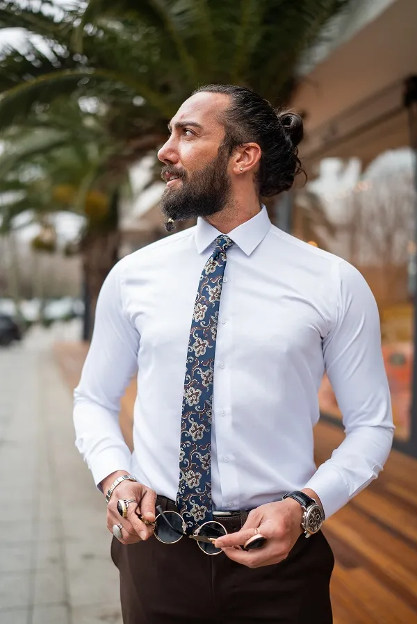 White Slim Fit Cotton Formal Shirt for Men by GentWith